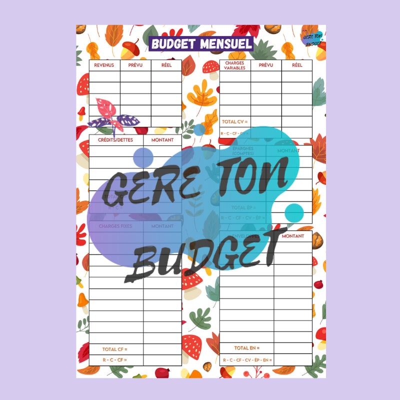 Tableau budget mensuel à imprimer / Automnal – GereTonBudget